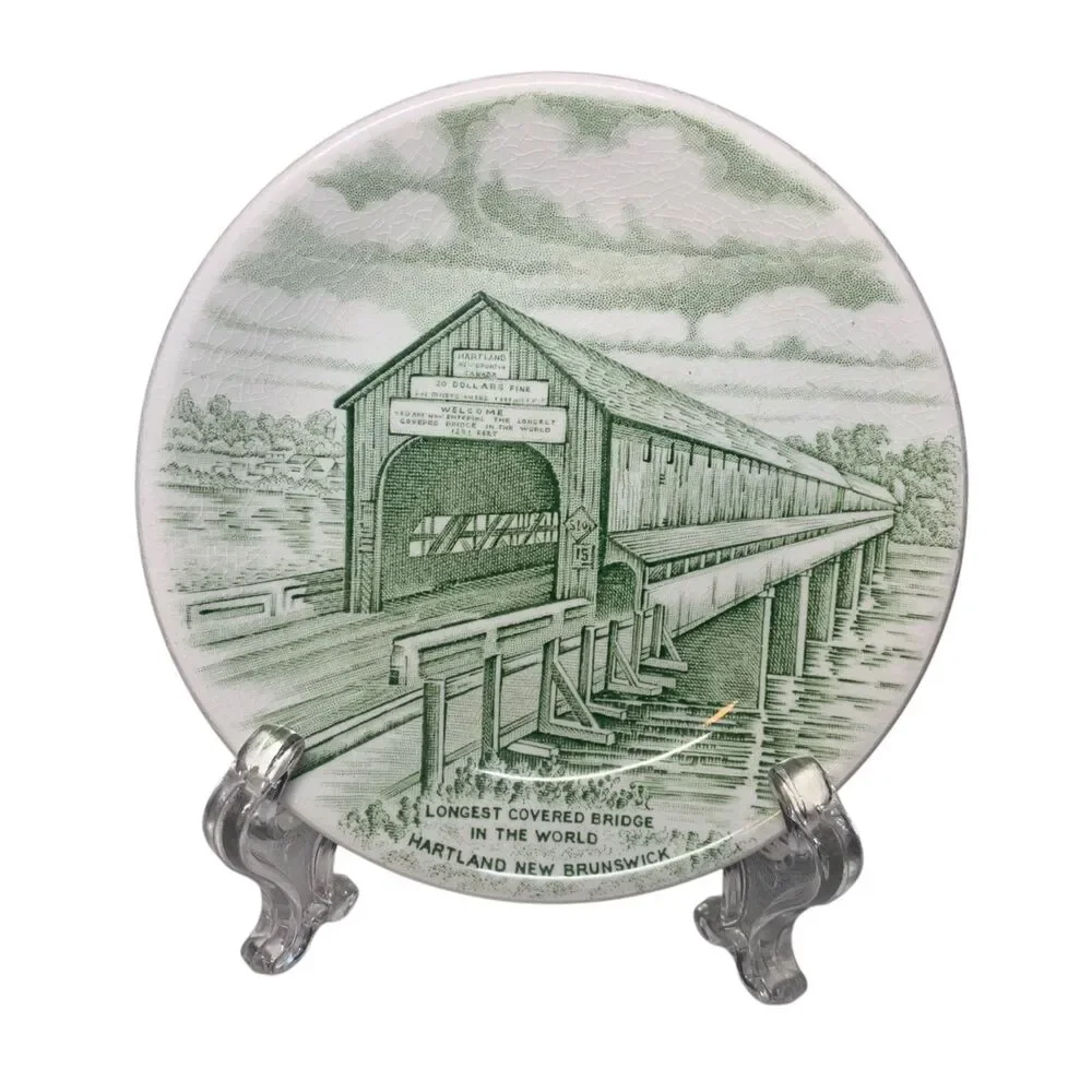 Vintage Wood & Sons Green Transferware Bridge Image 4.25